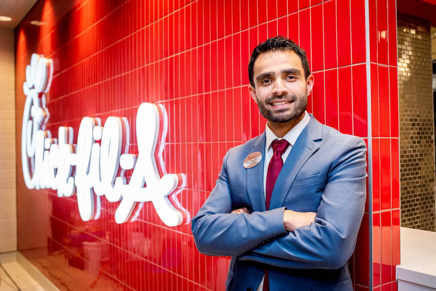 Talal Chaudry inside of Chick-fil-A