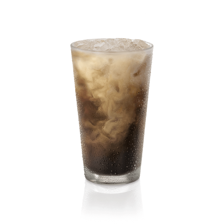 Iced coffee in a glass.