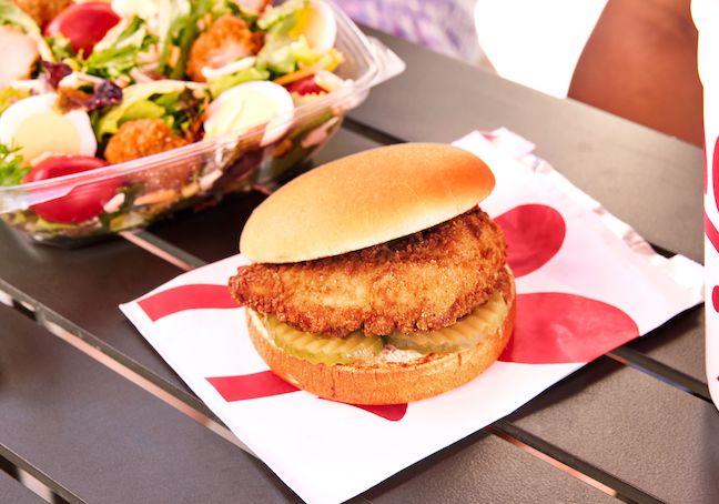 Chick-fil-A® Chicken Sandwich and a Cobb salad.
