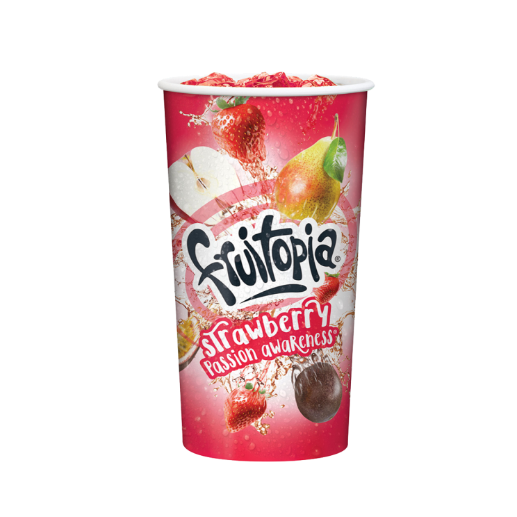 Strawberry Passion Fruitopia® in a branded cup.